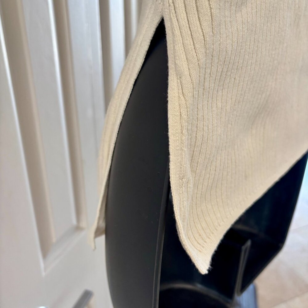 Open Edit Ribbed Square Neck Sweater - Cream, Size Small - Picture 4 of 6
